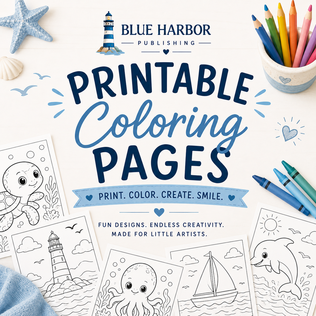 Blue Harbor- Printable Coloring Pages. 