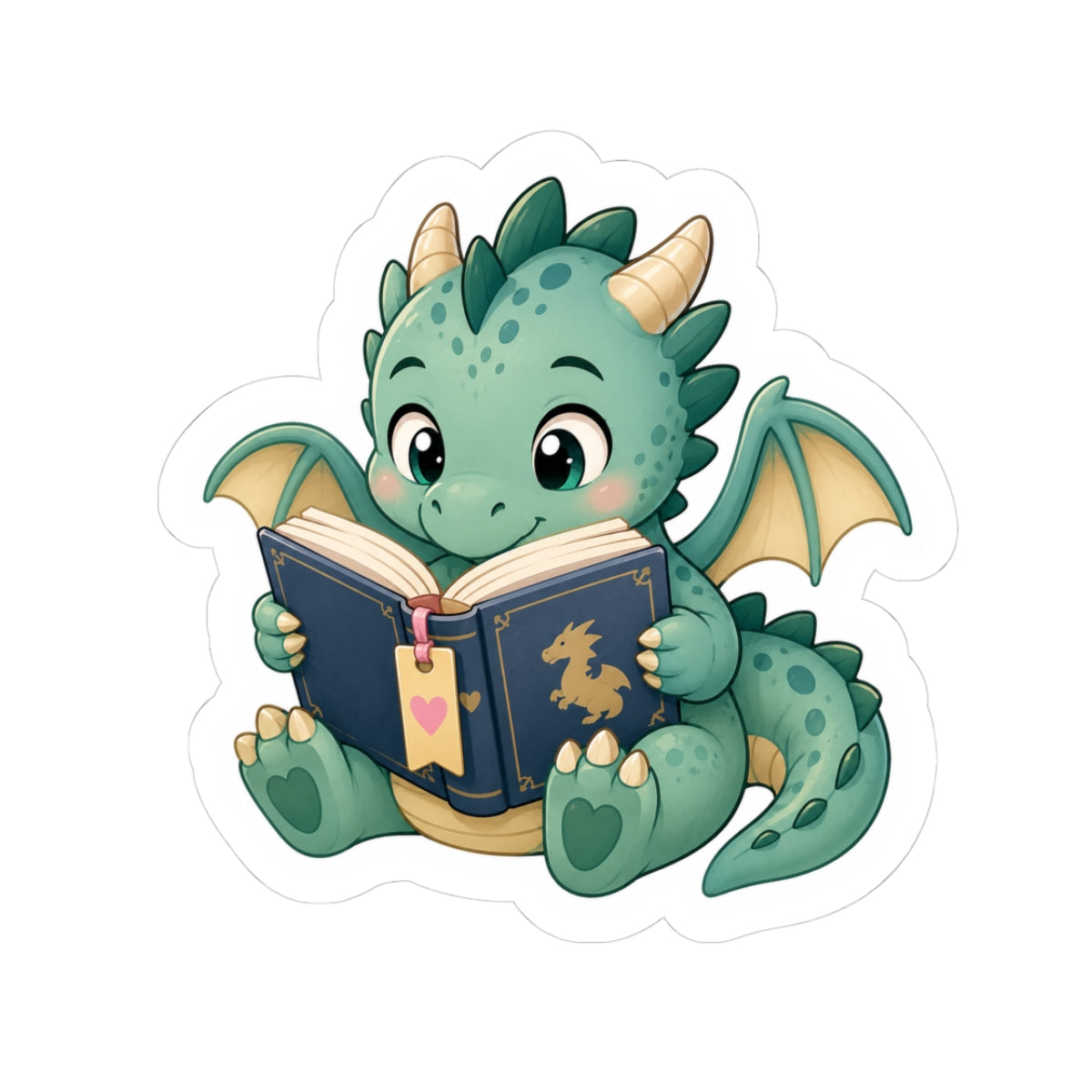 Cute Reading Dragon Sticker