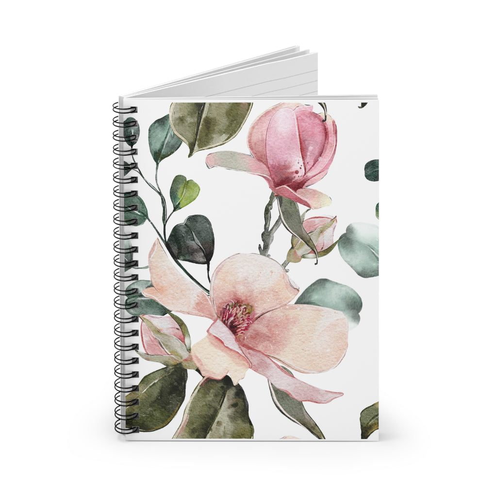 Pink Watercolor Magnolia Spiral Notebook