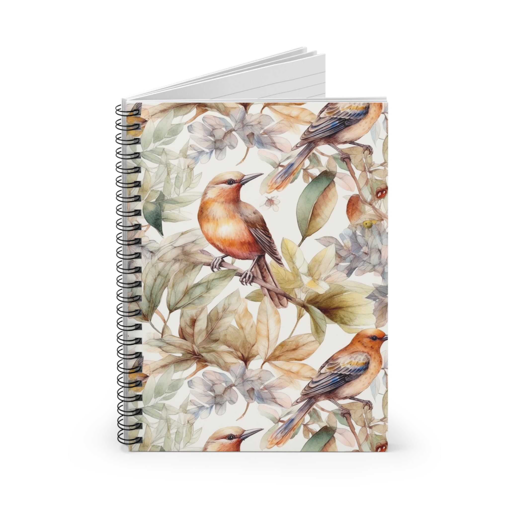 Watercolor Songbird & Foliage Spiral Notebook