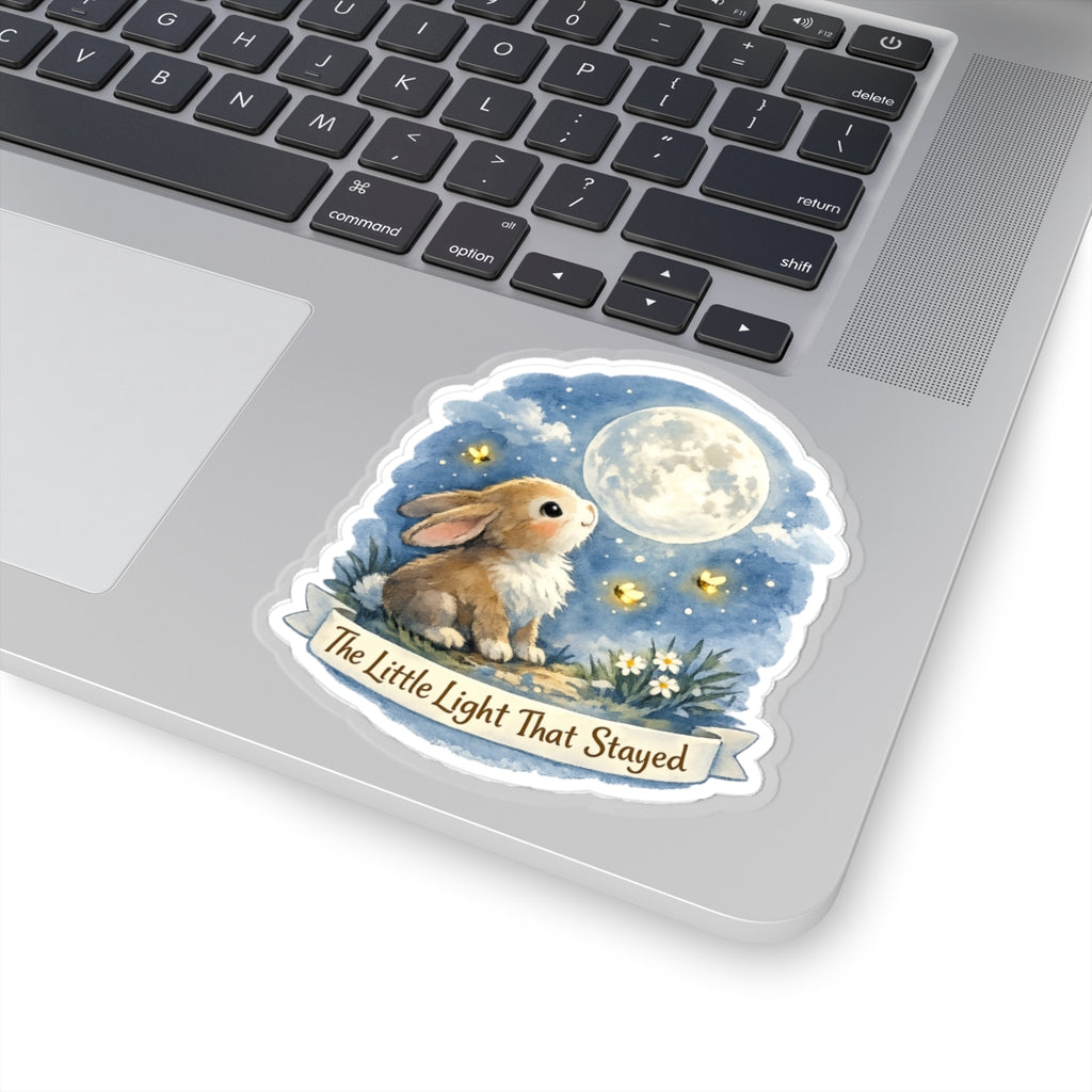 Bunny Moonlight Kiss-Cut Sticker — “The Little Light That Stayed”