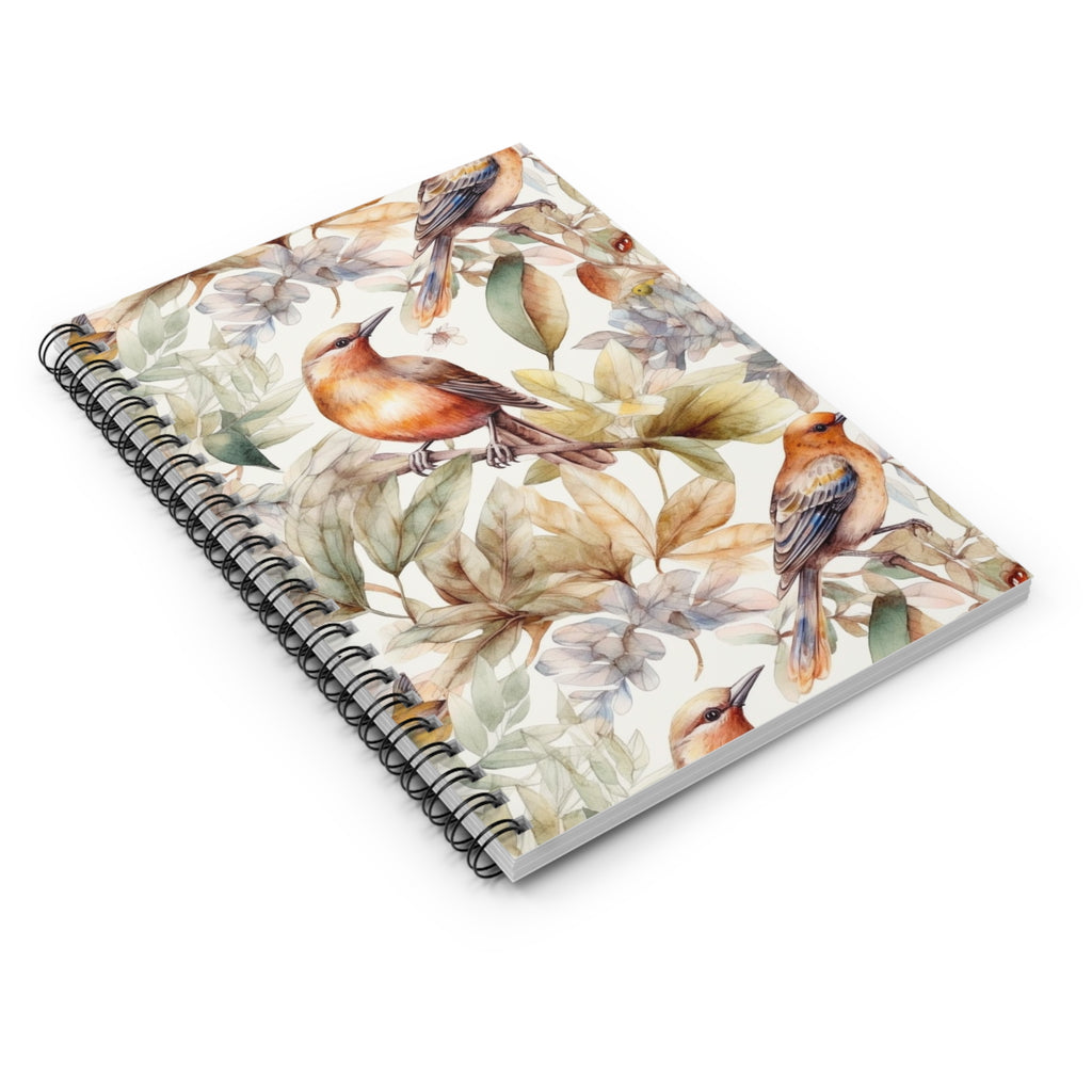 Watercolor Songbird & Foliage Spiral Notebook