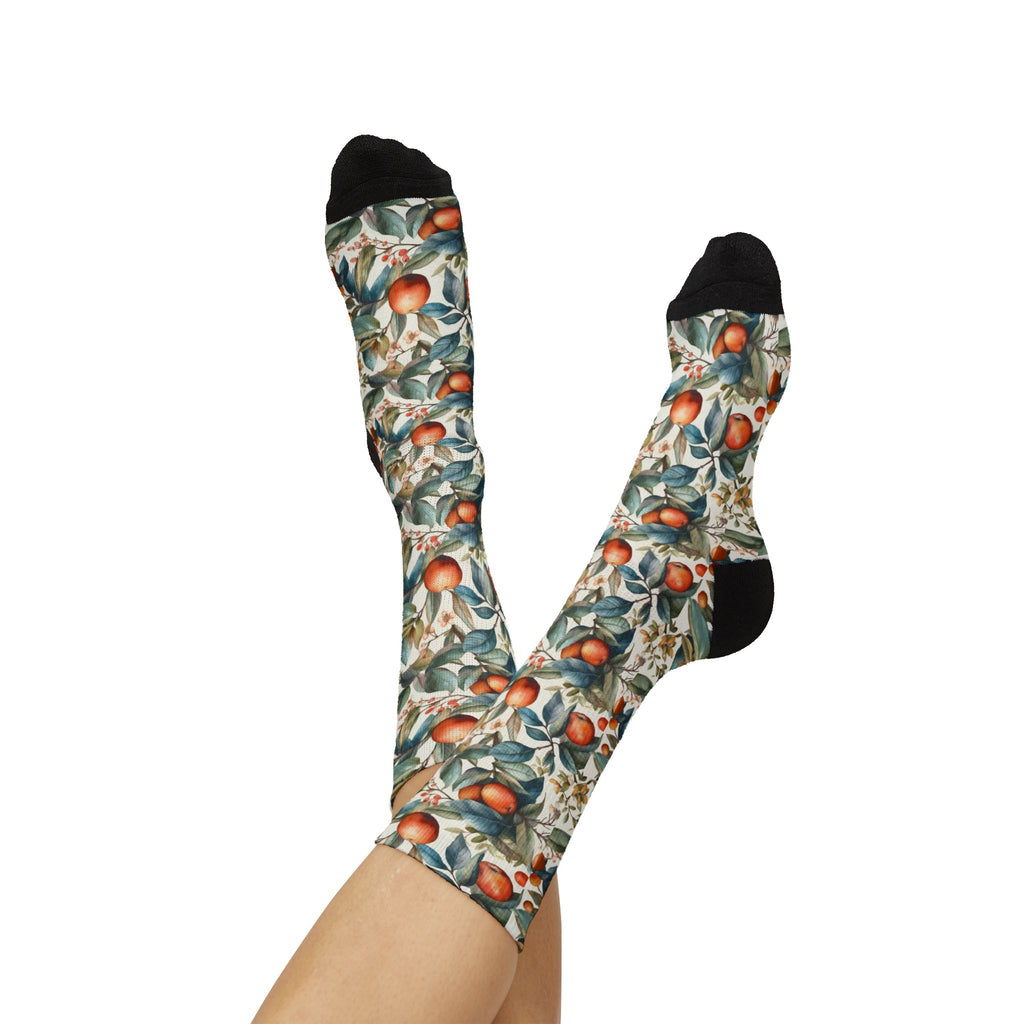 Botanical Peach Pattern Socks