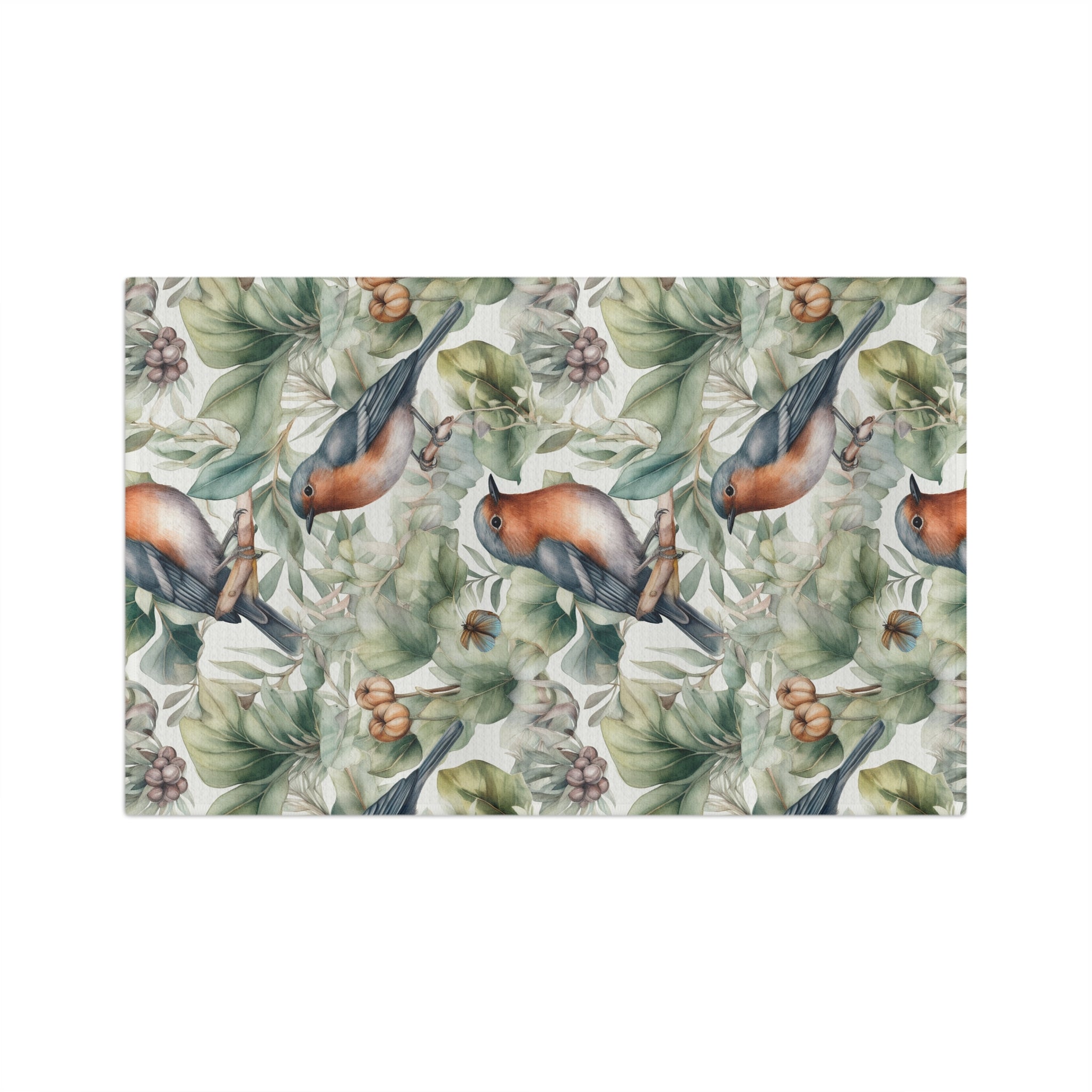 Watercolor Garden Birds Microfiber Kitchen Towel