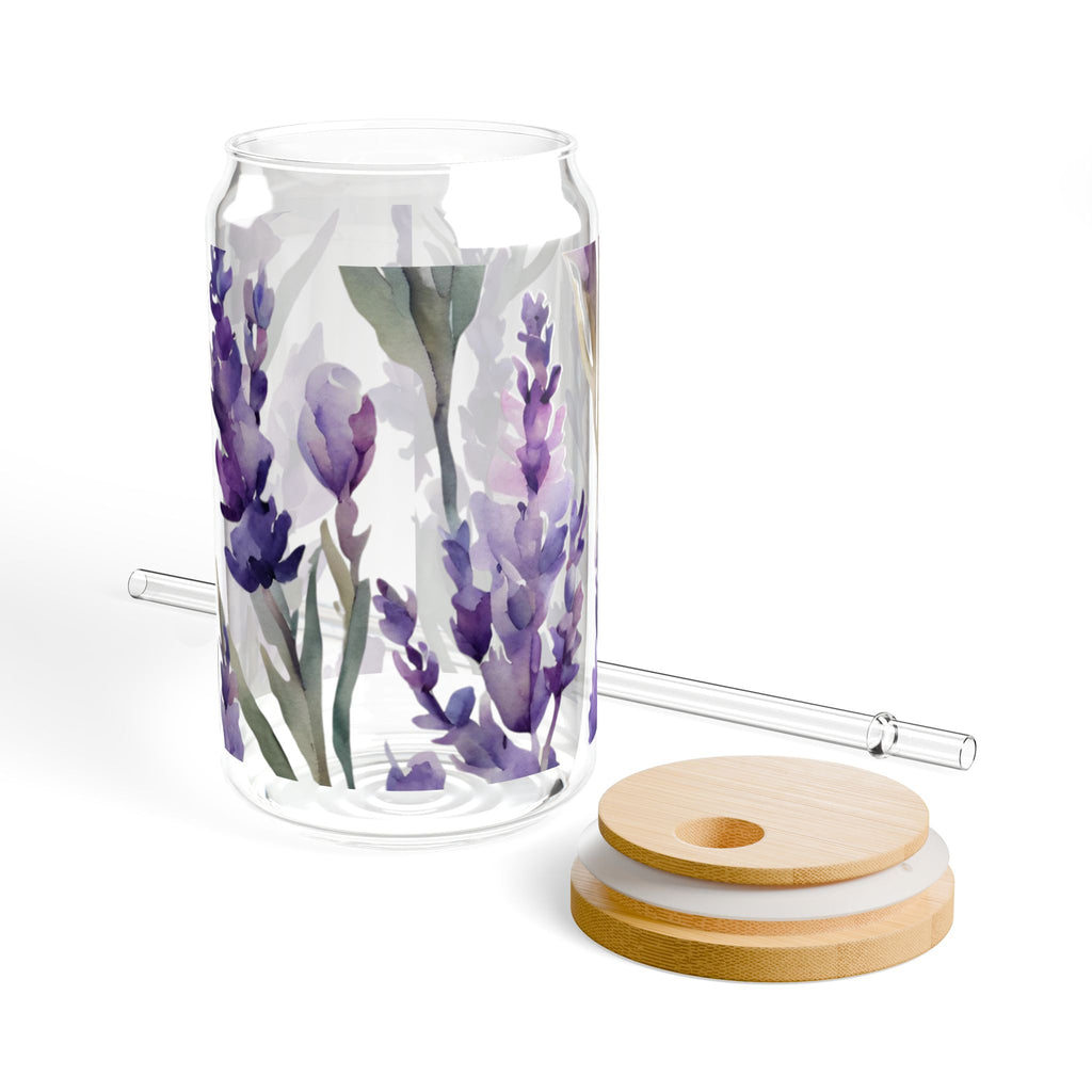 Lavender Watercolor Sipper Glass