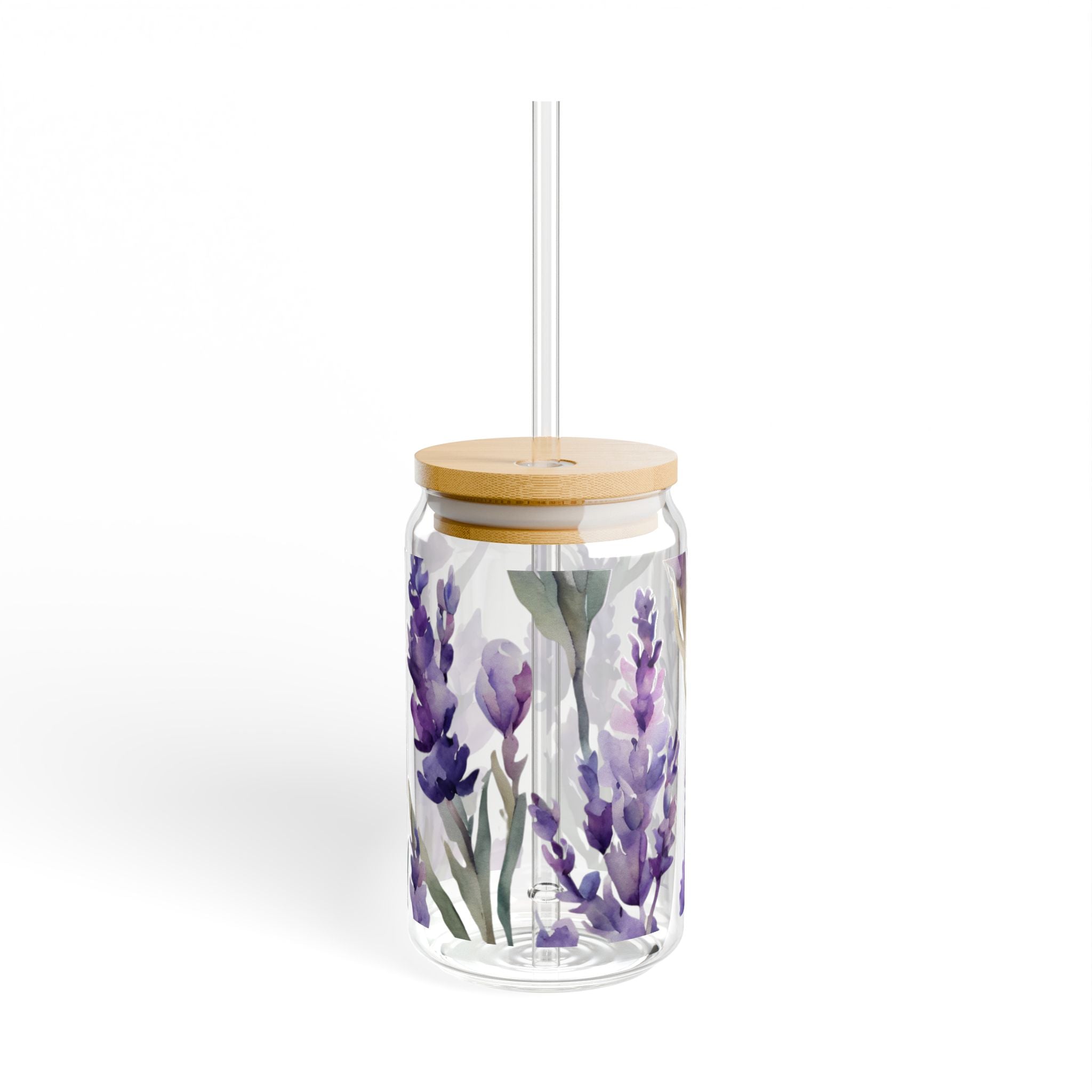 Lavender Watercolor Sipper Glass