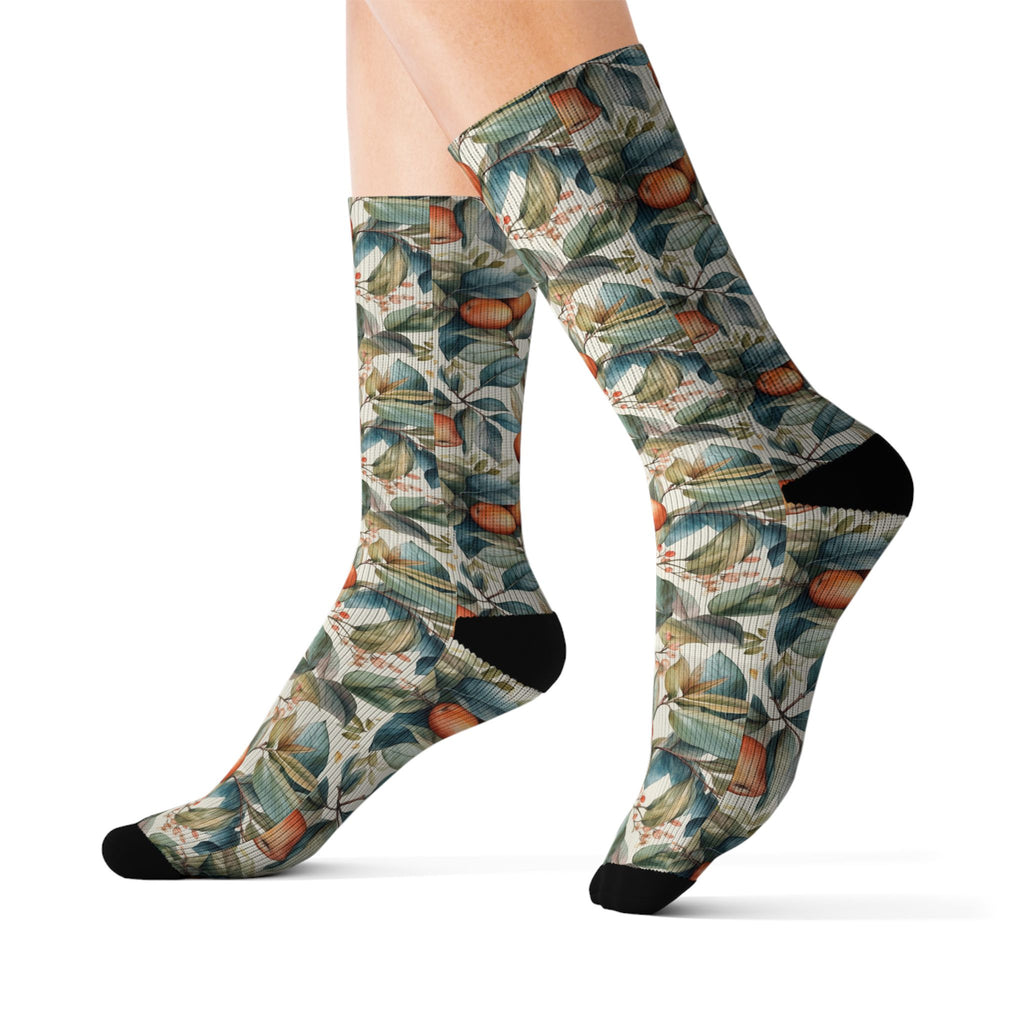 Botanical Peach Pattern Socks
