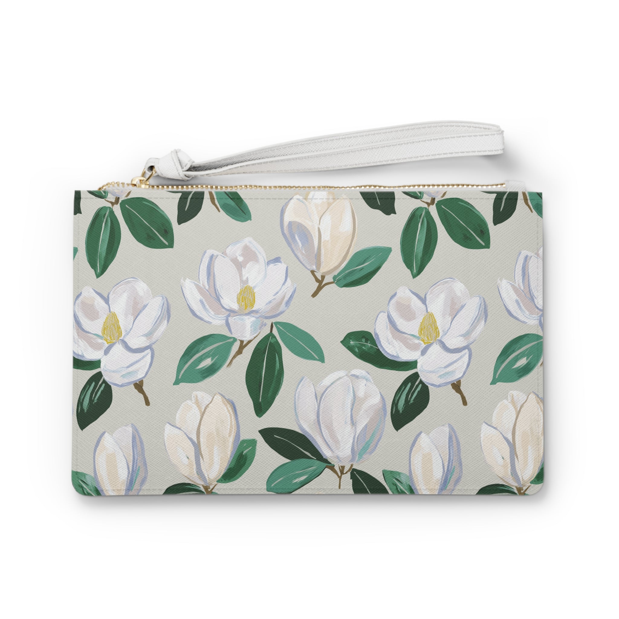 Elegant Magnolia Floral Wristlet Purse