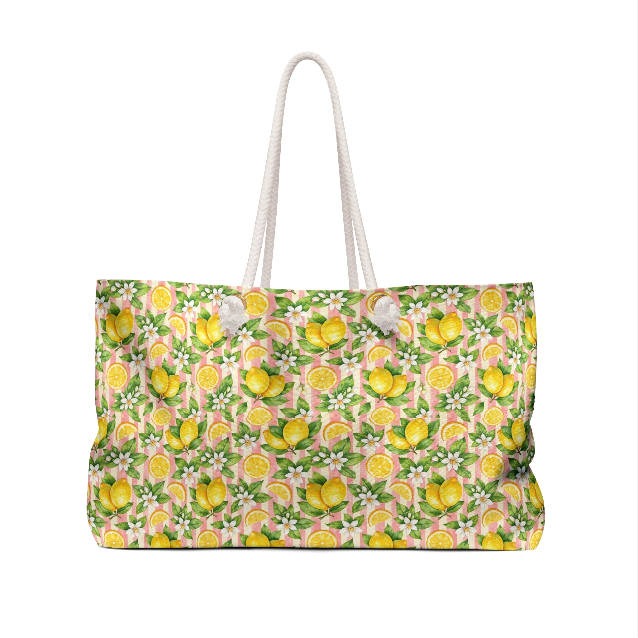 Lemon Blossom Weekender Bag — Floral Citrus Travel Tote