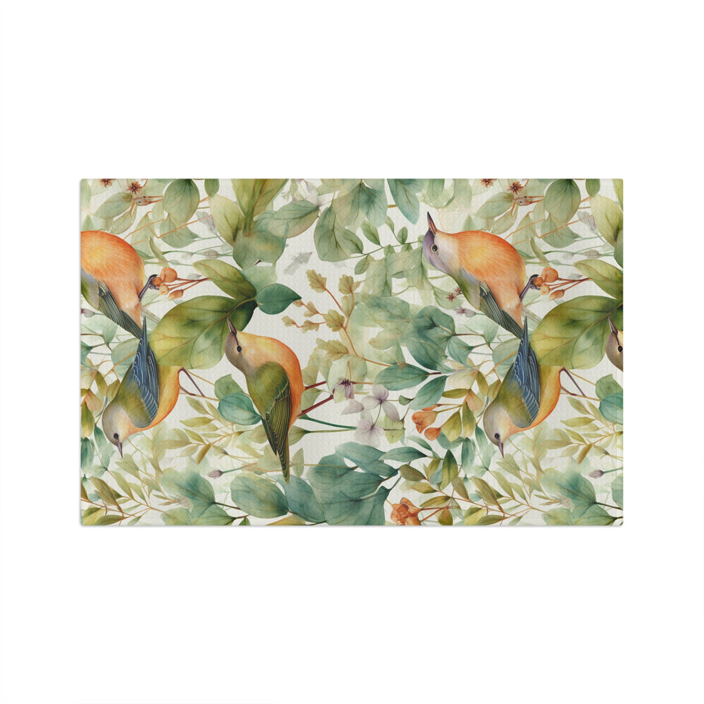 Watercolor Birds & Greenery Microfiber Tea Towel