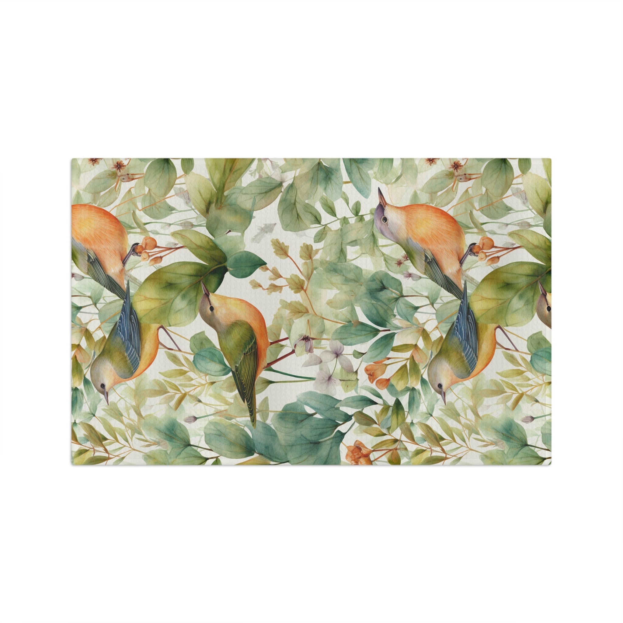 Watercolor Birds & Greenery Microfiber Tea Towel