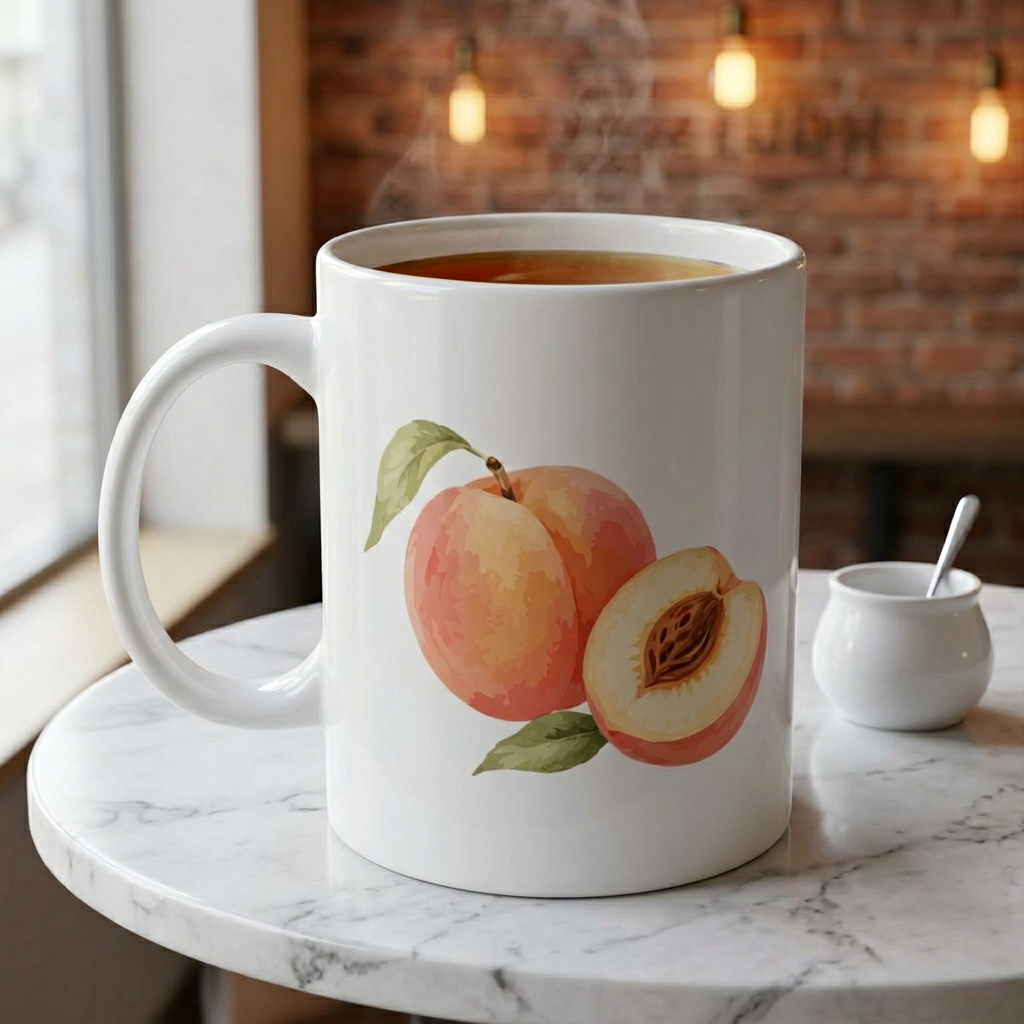 Peachy Morning Ceramic Mug — "You're a Peach" Floral Fruit Coffee