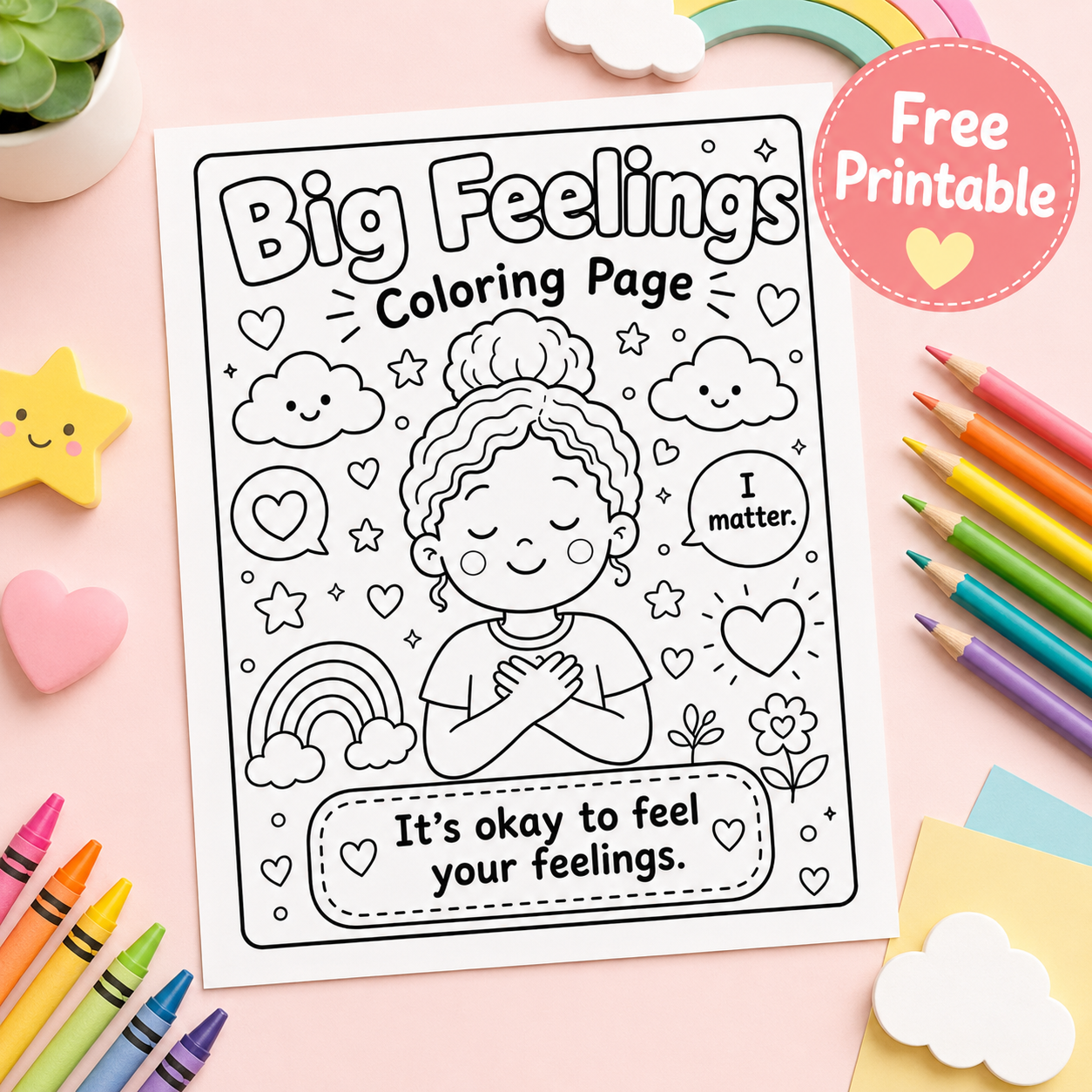 Big Feelings Coloring Page – Free Printable for Kids