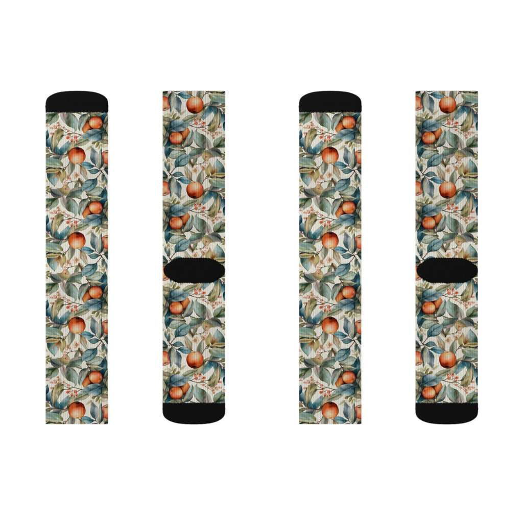 Botanical Peach Pattern Socks