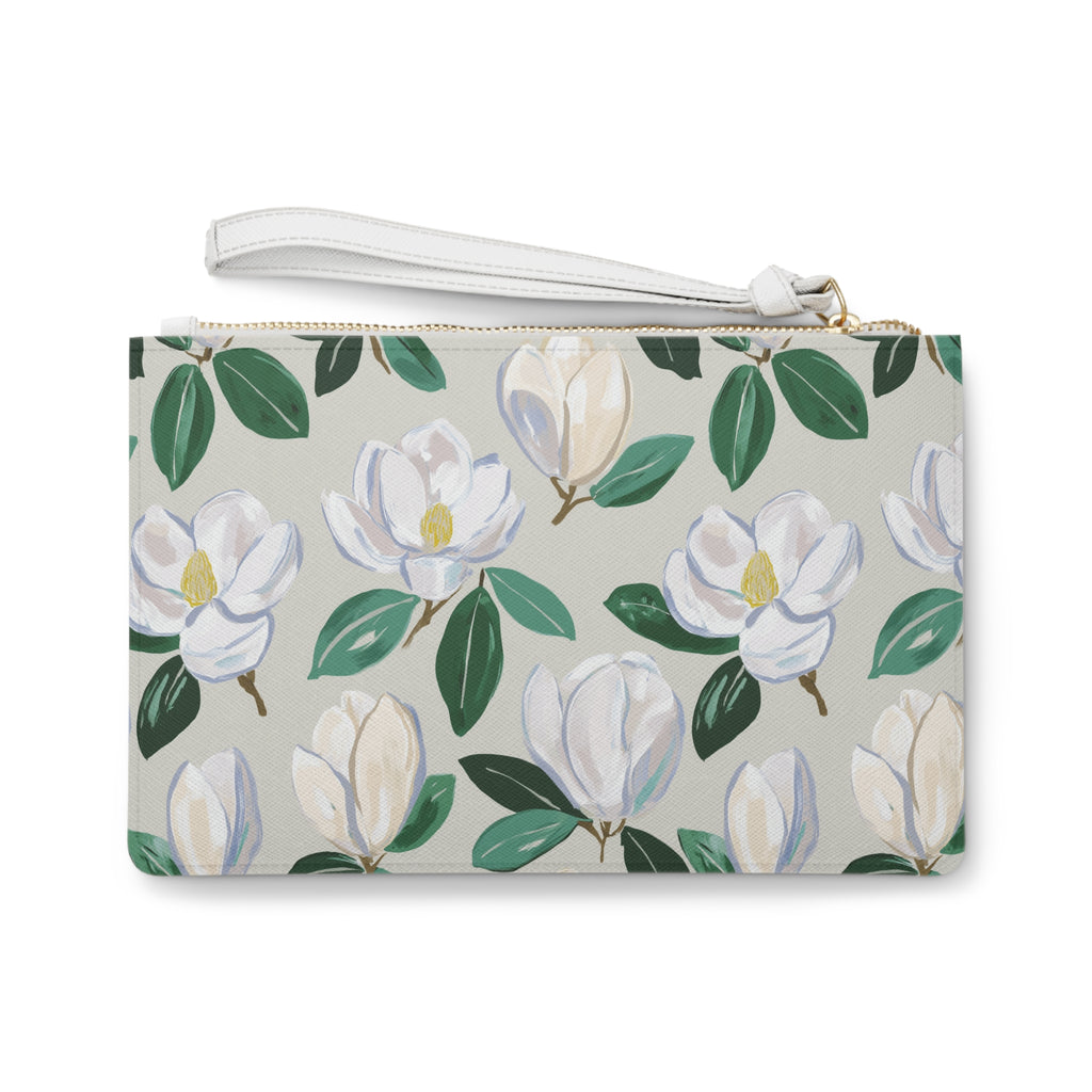 Elegant Magnolia Floral Wristlet Purse