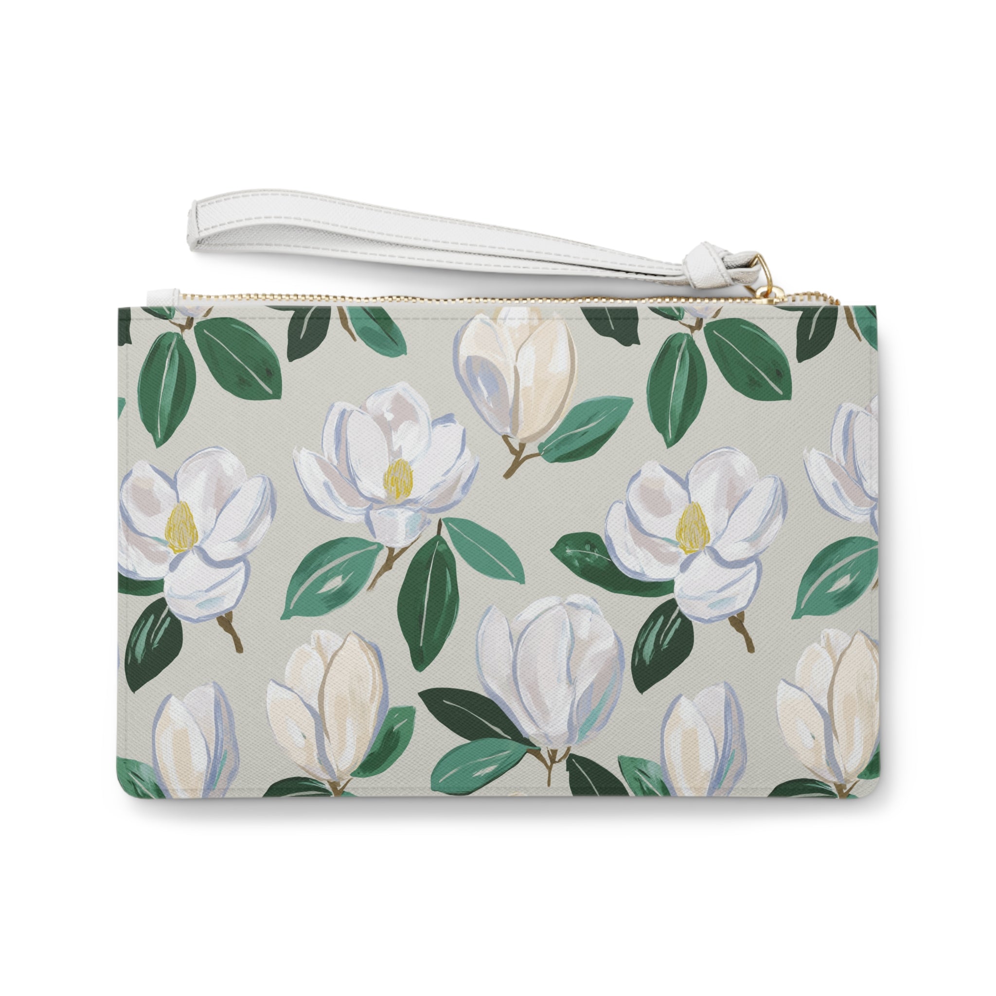 Elegant Magnolia Floral Wristlet Purse