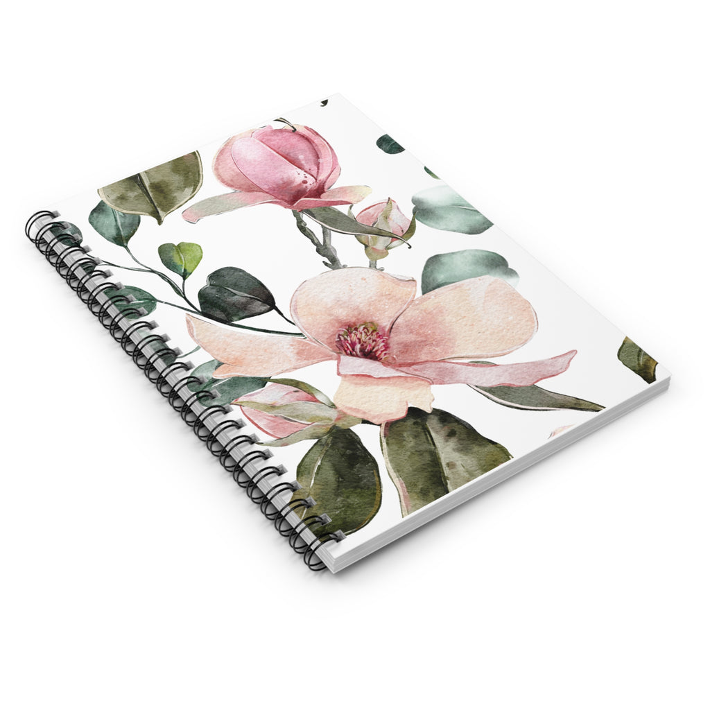 Pink Watercolor Magnolia Spiral Notebook