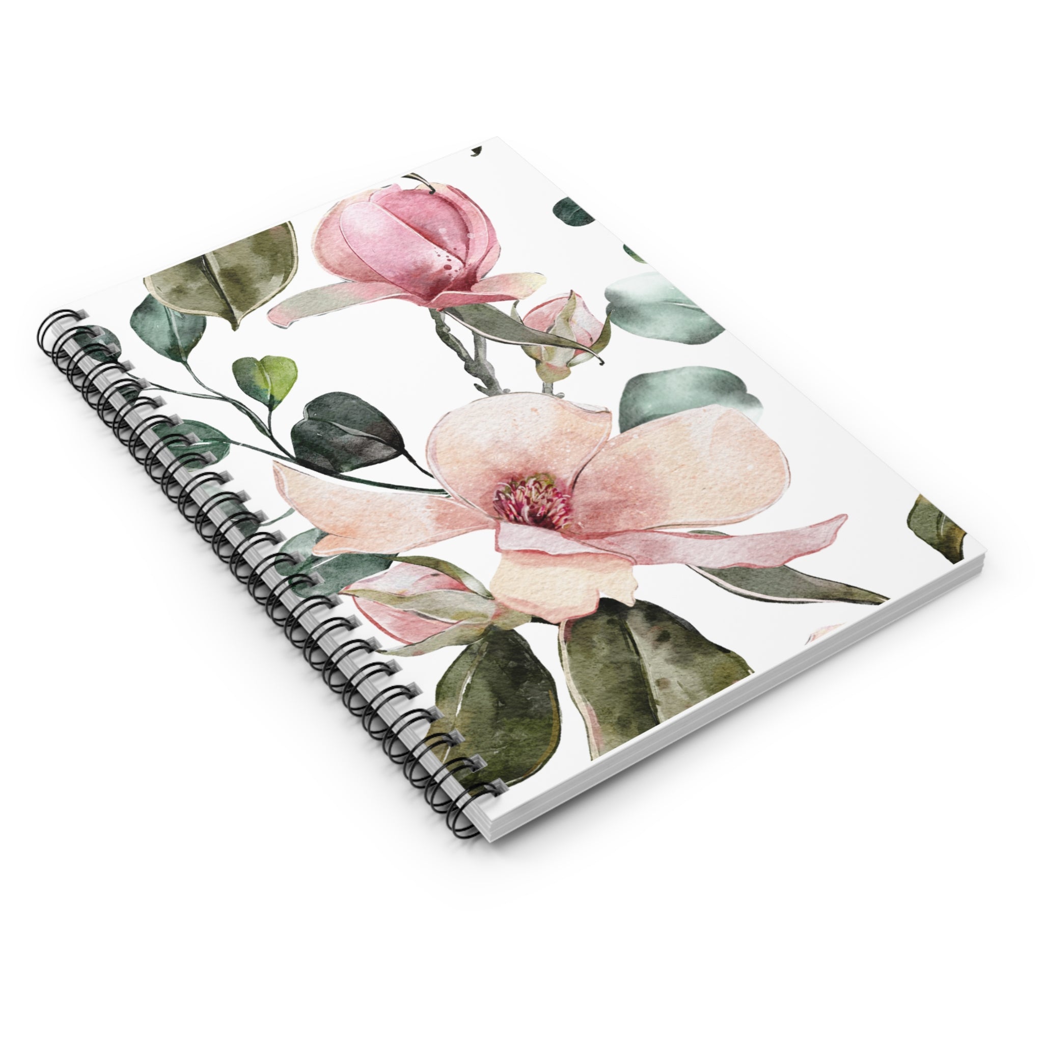 Pink Watercolor Magnolia Spiral Notebook